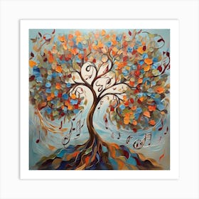 "The Melodic Tree: This painting embodies the convergence of art, nature, and music in a unique artistic experience. 1 Art Print