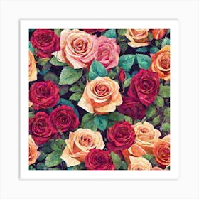 A Rose Bouquet Containing Roses Of Attractive Colors (4) (1) Art Print