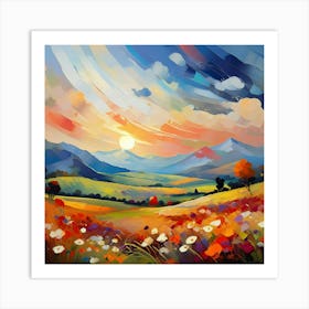 Sunset In The Countryside Art Print