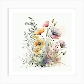 Watercolor Flowers 1 Art Print