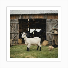 Goats In A Barn 1 Art Print