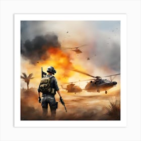 Pubg War Watercolor Background Art Print