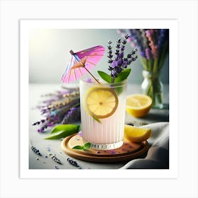 Cocktail With Lemon And Lavender Art Print