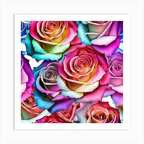 Rainbow Roses Art Print