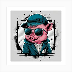 Hip Hop Pig Art Print