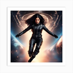 Woman Flying In Space Art Print