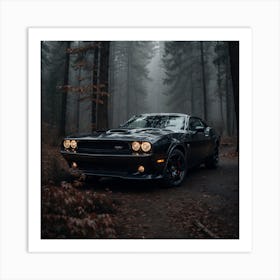 Dodge Challenger In The Forest Art Print