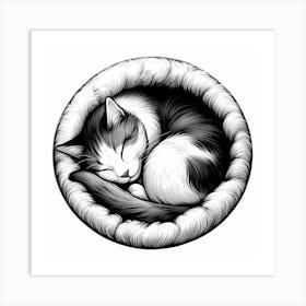 Cat In A Cat Bed Art Print