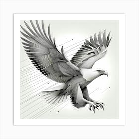 Eagle Fly - Abstract Line Art Illustration 63 Art Print