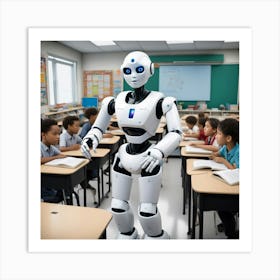 Robot In Classroom 2 Art Print