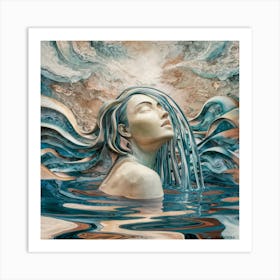 Serenity Submerged A Minimalist Oil Painting Of Enchantment And Tranquility (2) Art Print