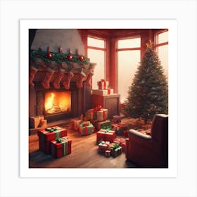 Christmas Tree In The Living Room 52 Art Print