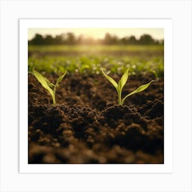 Two Young Plants In A Field Art Print