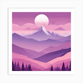 Misty mountains background in purple tone 14 Art Print