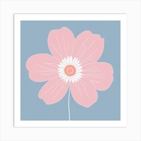 A White And Pink Flower In Minimalist Style Square Composition 558 Art Print