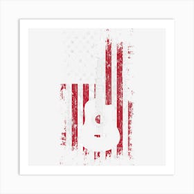 American Flag Guitar Red White Patriotic Music Art Print