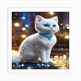 White Cat With Blue Eyes Art Print