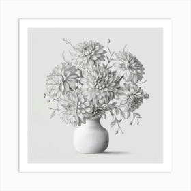 Dahlias In A Vase Wall Art Print Art Print