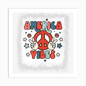 Trending Bleached Retro America Vibes Patriotic 4th Of Art Print