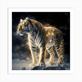 Tiger In The Snow Art Print