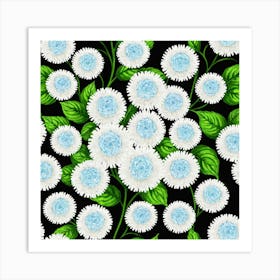 Blue Chrysanthemums 2 Art Print