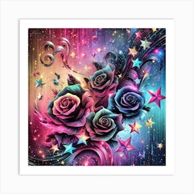 Roses And Stars 1 Art Print