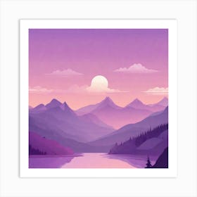 Misty mountains background in purple tone 28 Art Print