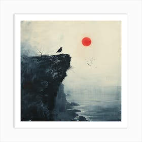 Crow On Cliff - city wall art, colorful wall art, home decor, minimal art, modern wall art, wall art, wall decoration, wall print colourful wall art, decor wall art, digital art, digital art download, interior wall art, downloadable art, eclectic wall, fantasy wall art, home decoration, home decor wall, printable art, printable wall art, wall art prints, artistic expression, contemporary, modern art print, Art Print