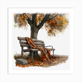 Autumn Park Bench Art Print