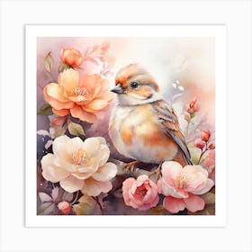 Bird And Flowers Art Print