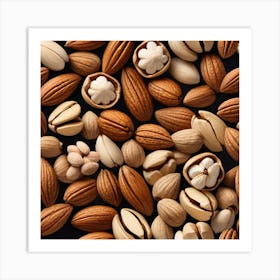 Almonds On A Black Background 7 Art Print