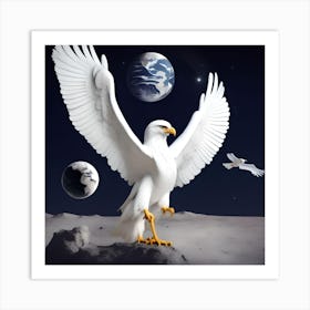 Eagle On The Moon Art Print