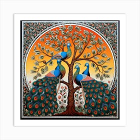 Peacocks In The Tree Art Print