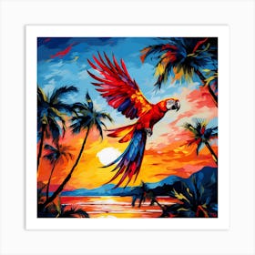 Parrot At Sunset 4 Art Print