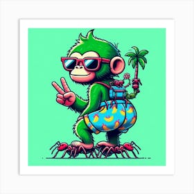 Monkey With Sunglasses 1 Art Print