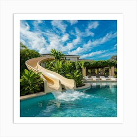 Water Slide In The Pool Art Print