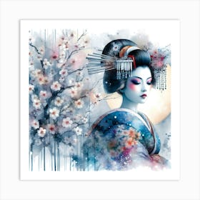 Japan Traditional Geisha Illustration By Ad 25 Art Print