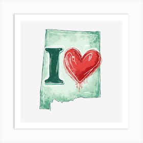 I Love Alabama 1 Art Print