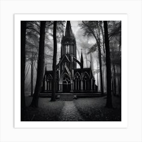 Gothic Church In The Woods 2 Art Print
