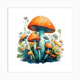 Mushrooms And Flowers 53 Art Print