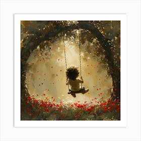 Child On A Swing Art Print