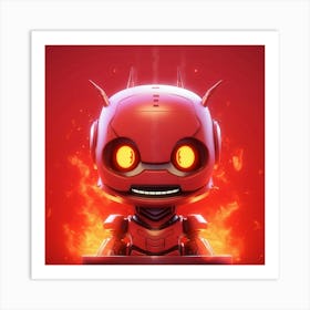 Red Robot Art Print