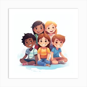 Children Sitting On The Floor Art Print