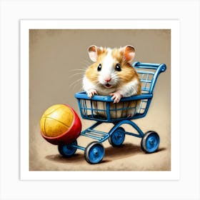 Hamster In Shopping Cart 3 Art Print