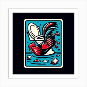 Rooster In The Toilet 1 Art Print