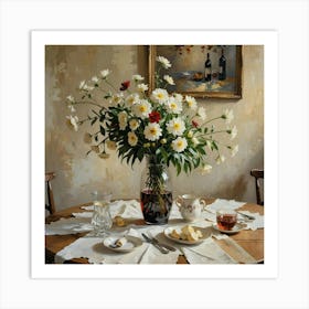 Table With Flowers Art Print