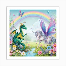 Fairy And Dragon 1 Art Print