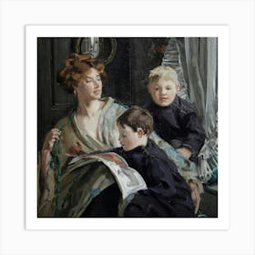 Family Reading A Newspaper Art Print