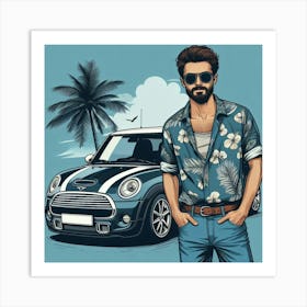 Hawaiian Man With Car Art Print