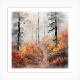 Foggy Autumn Forest 1 Art Print